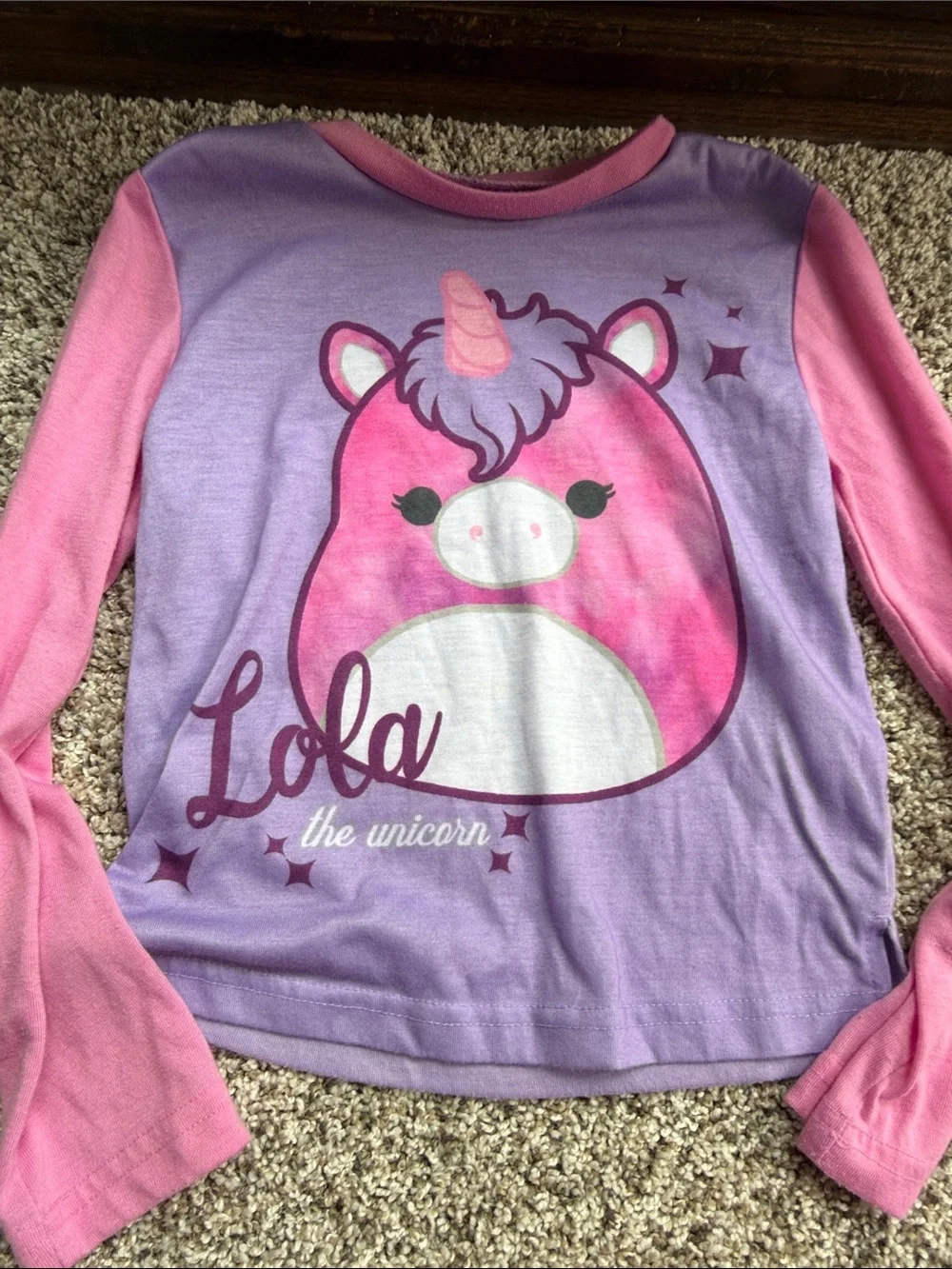 Lola the Unicorn Squishmallow Pink & Lavender Kids Pajama Set size small/6